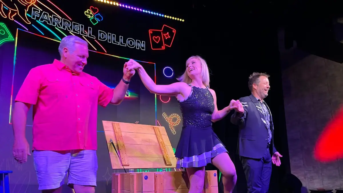 Farrell Dillon performing magic tricks at the Farrell Dillon show