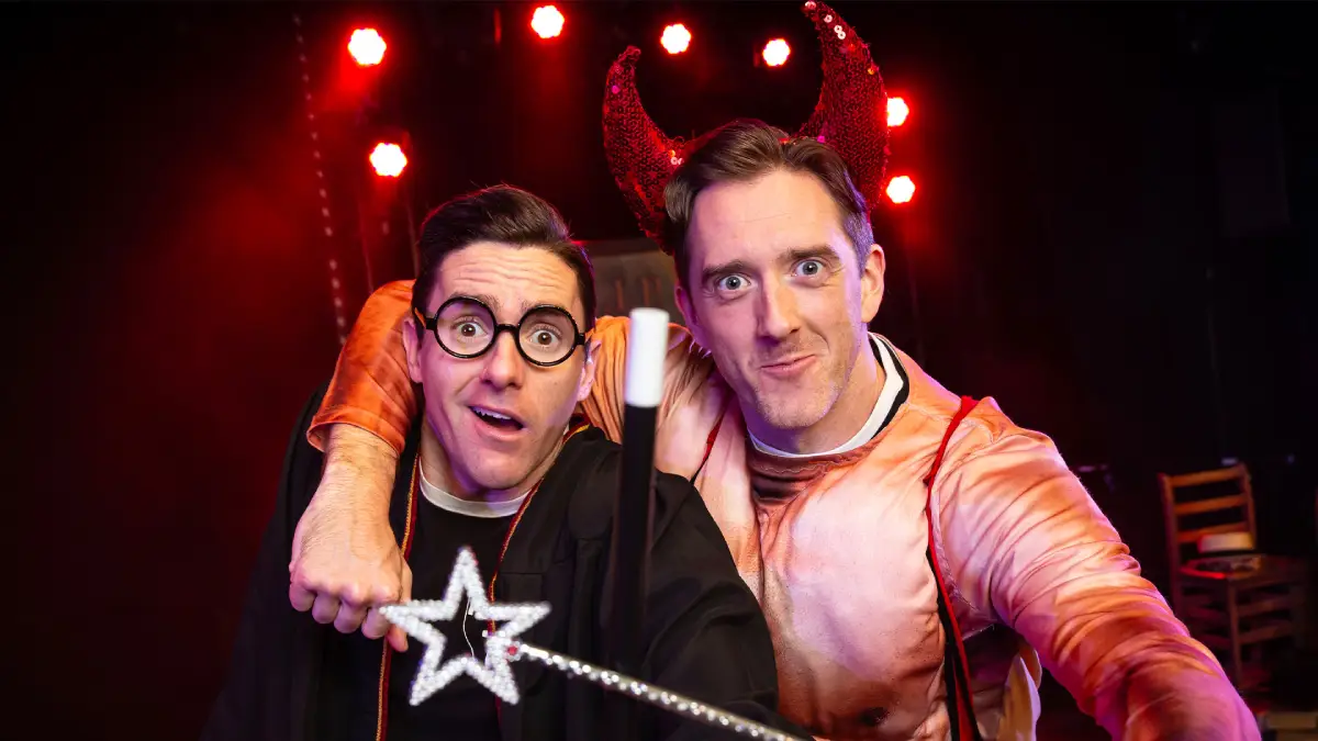 James Edward-Kelly and Liam Jeavons posing as Harry Potter and Voldemort