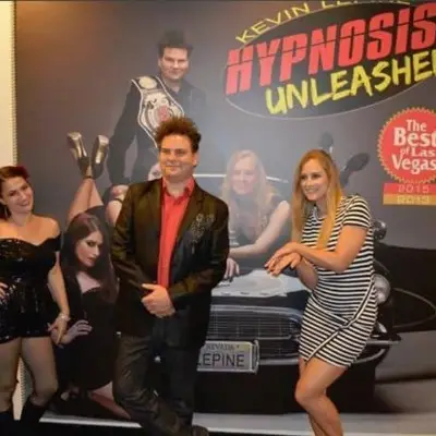 Kevin Lepine posing with audience after the Hypnosis Unleashed show