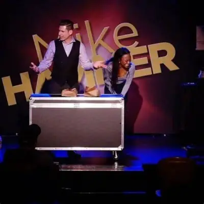 Mike Hammer performing with an audience