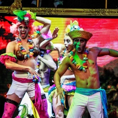 Performers dressed absurdly as part of Zombie Burlesque