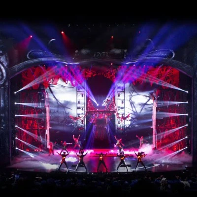 Dramatic stage scene with colorful lighting in Las Vegas
