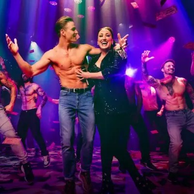 Dancers with the host in Magic Mike Live in Las Vegas