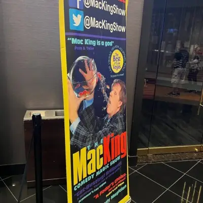 Mac King signboard at the Excalibur Hotel and Casino