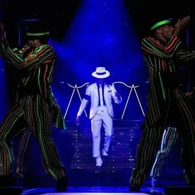 The artist on stage during a musical number in Las Vegas