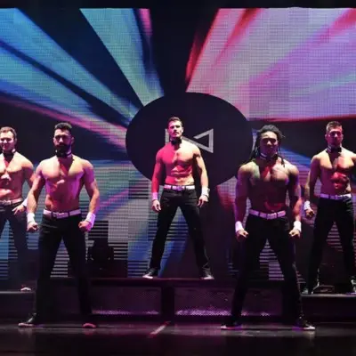Performers lined up at the beginning of Chippendales in Las Vegas